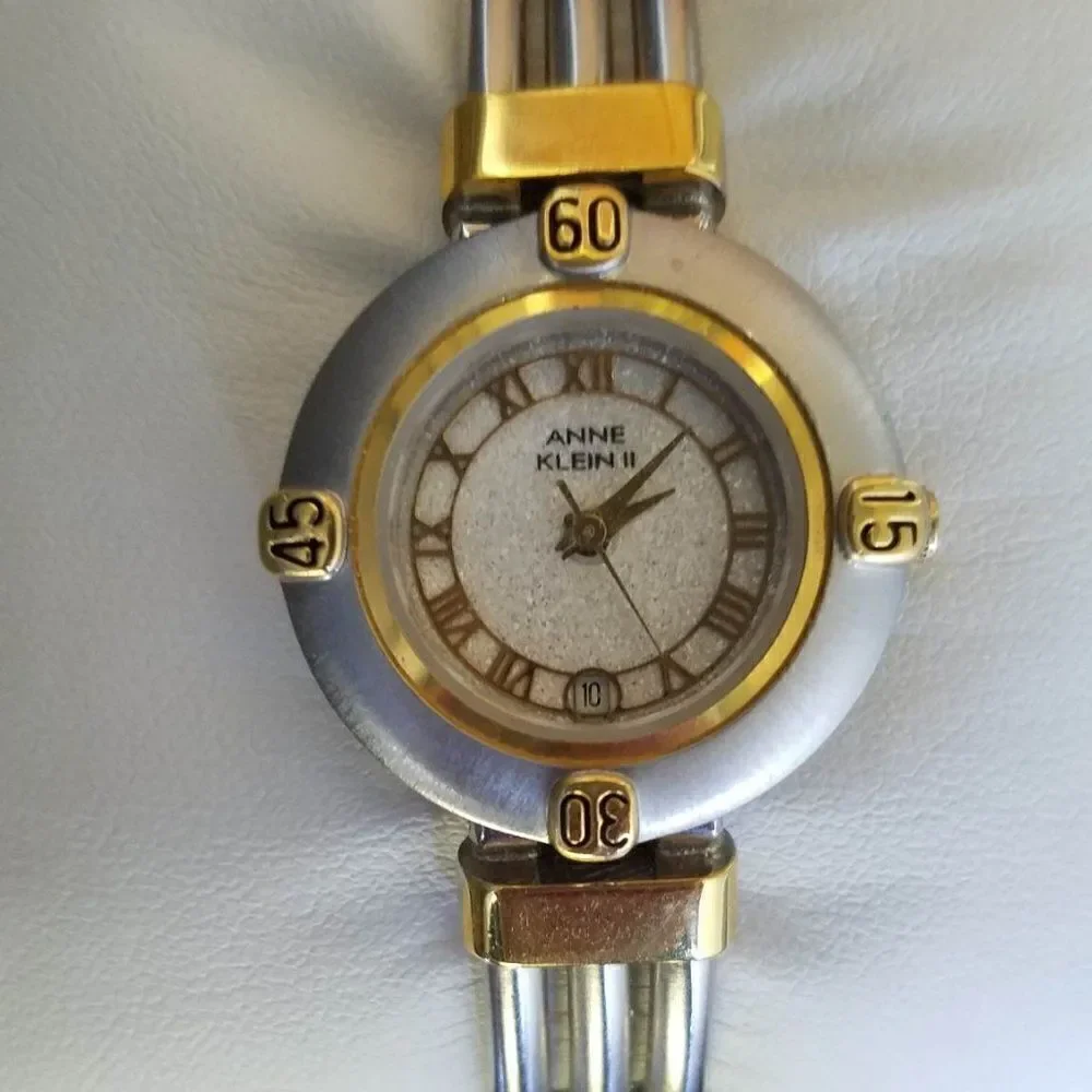 Anne Klein Two Tone Quartz Watch Works fits 6 1/2